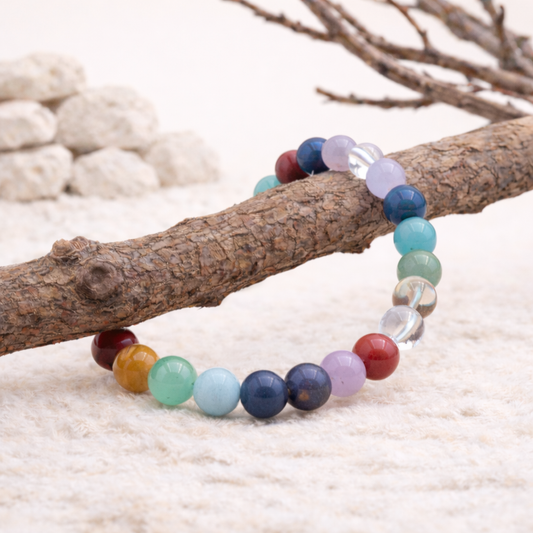 Bracelet perle des 7 chakras, qualité AB, bijou d'harmonisation et d'équilibre énergétique.