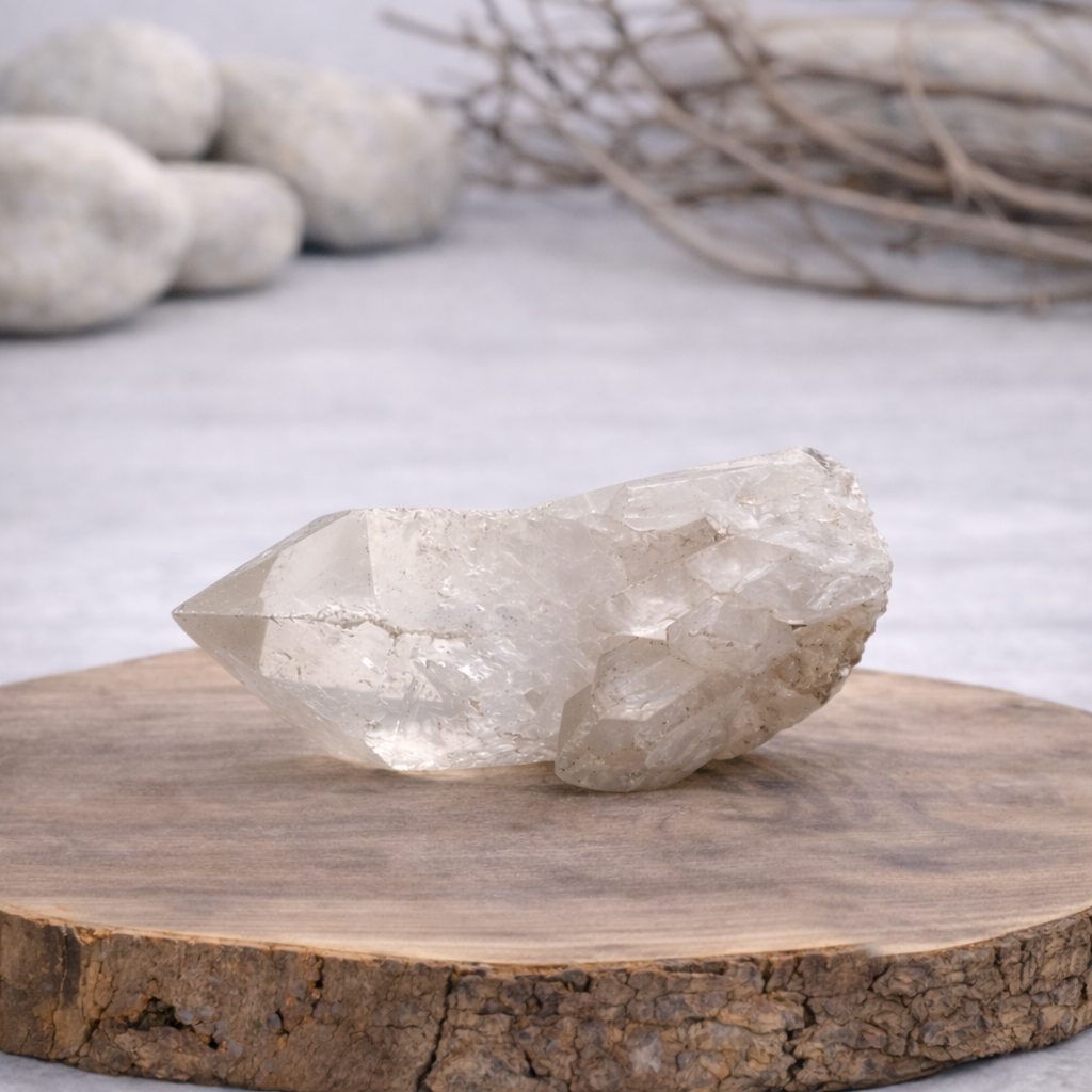 Druse de Cristal de roche 155g Référence : DRU04, qualité AA, pierre de clarté et d'amplification énergétique.