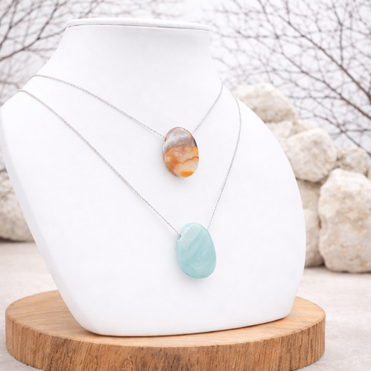 Pendentif en Amazonite, qualité AB, pierre de la communication apaisée.