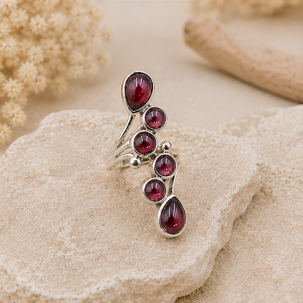 Bague Grenat rhodolite argent 925 avec pierre naturelle qualité AAA