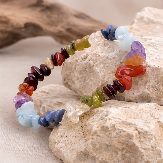 Bracelet baroque 7 chakras en pierres naturelles, autre vue