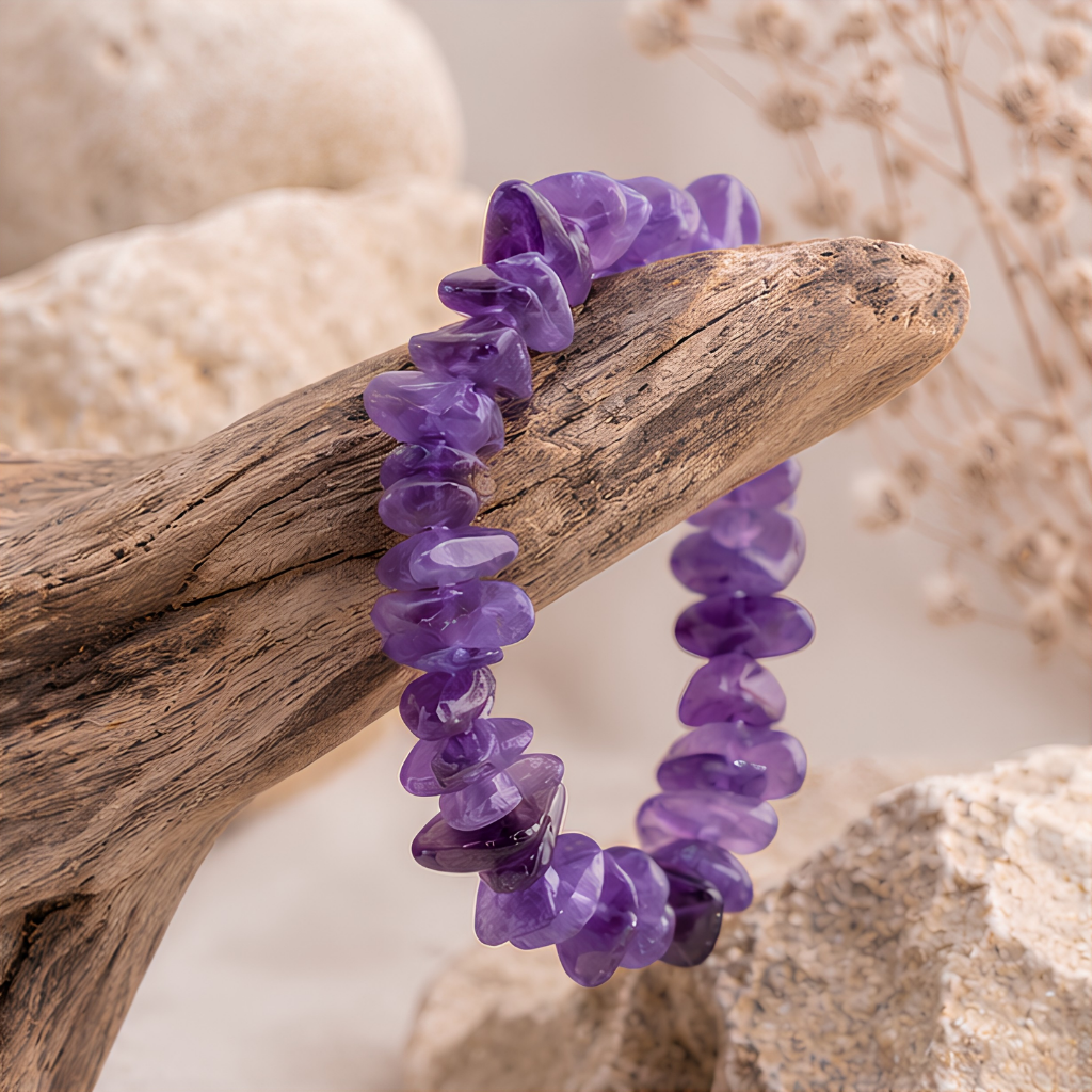 Bracelet baroque en améthyste naturelle, autre vue