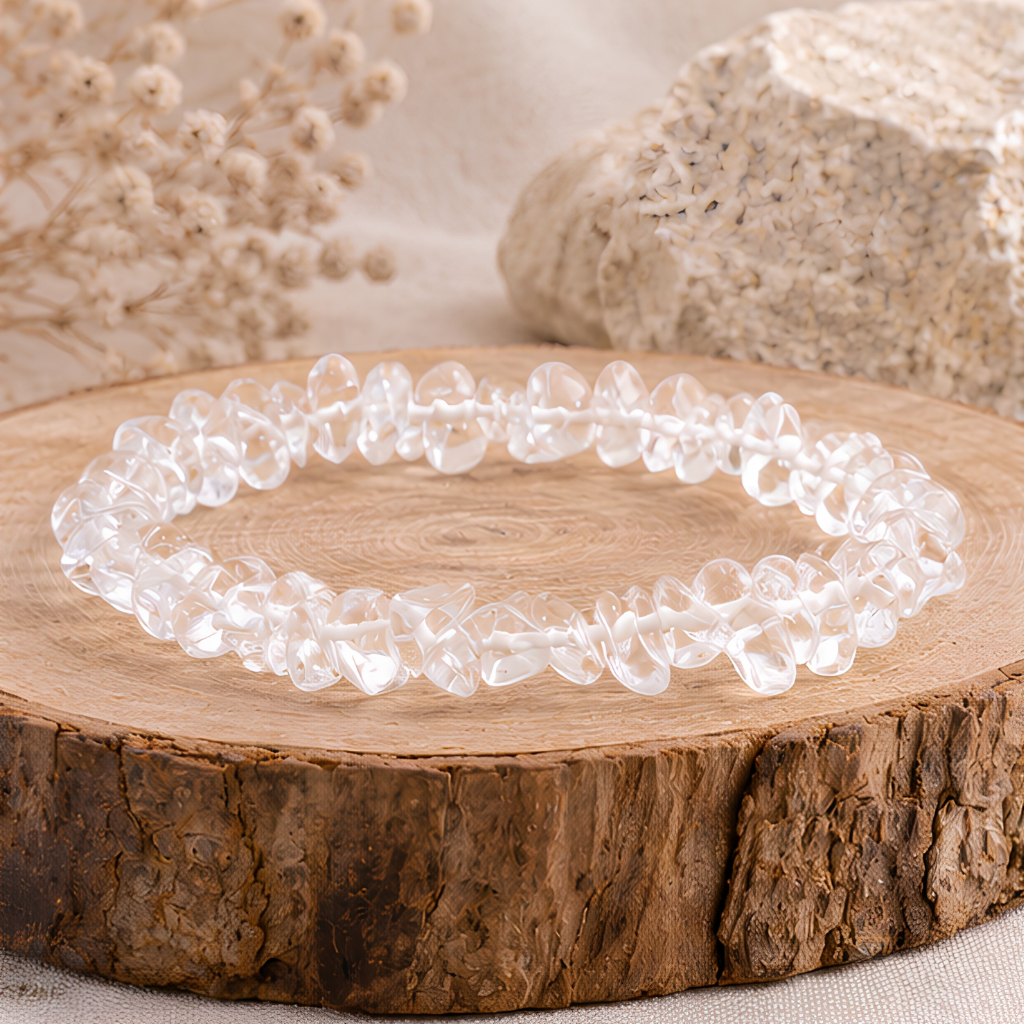 Bracelet baroque en cristal de roche naturelle, présentation du produit