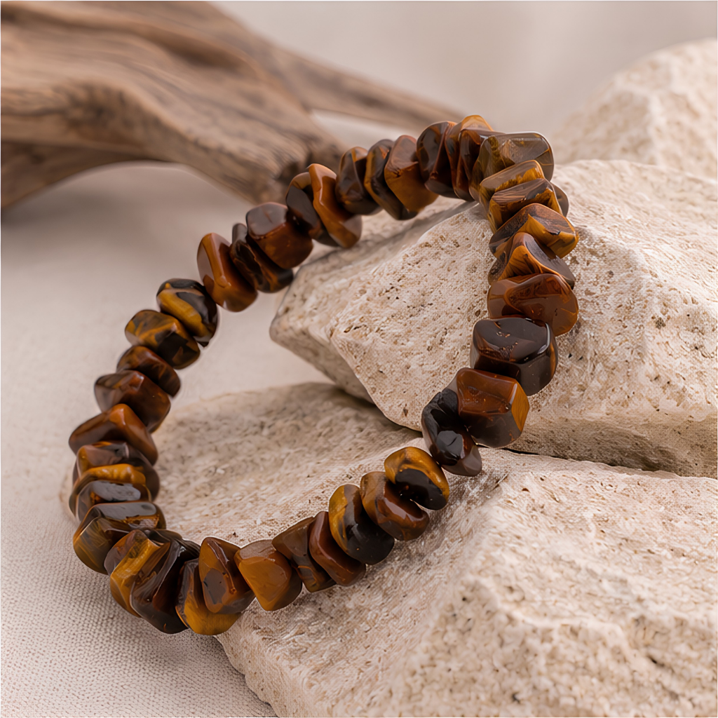 Bracelet baroque en œil de tigre naturelle, présentation du produit