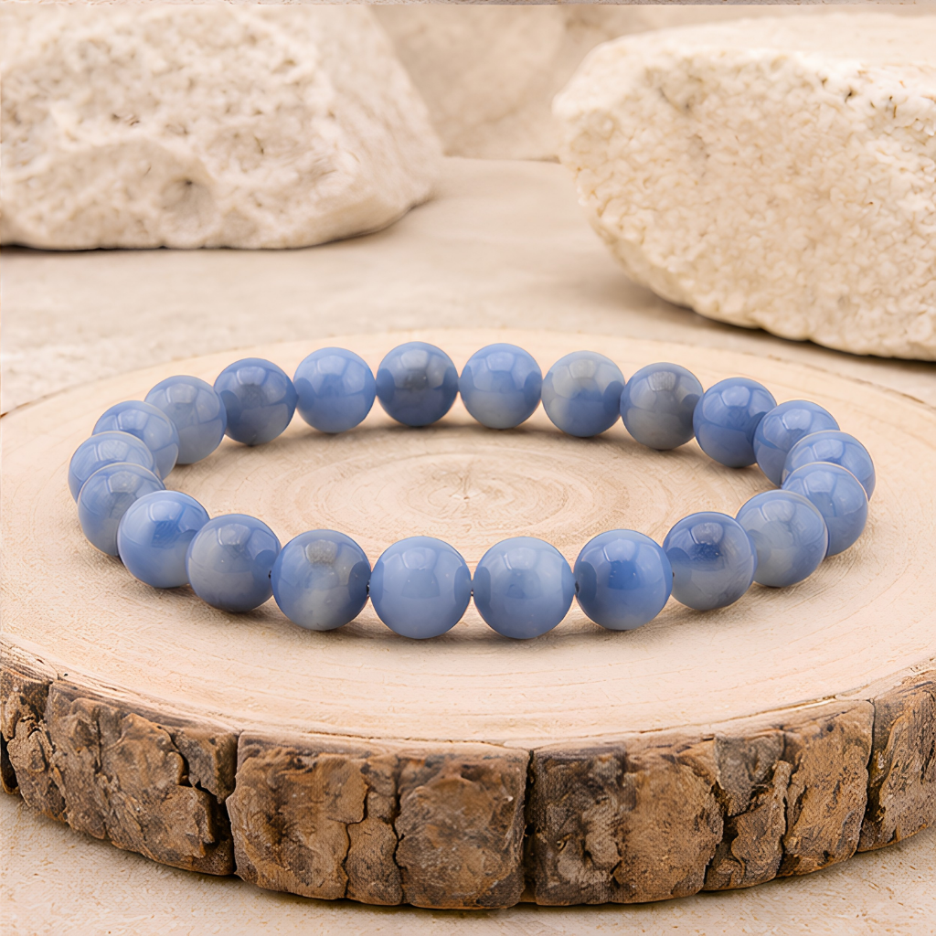 Bracelet en perles d’aventurine bleue naturelle, 08 mm, présentation du produit