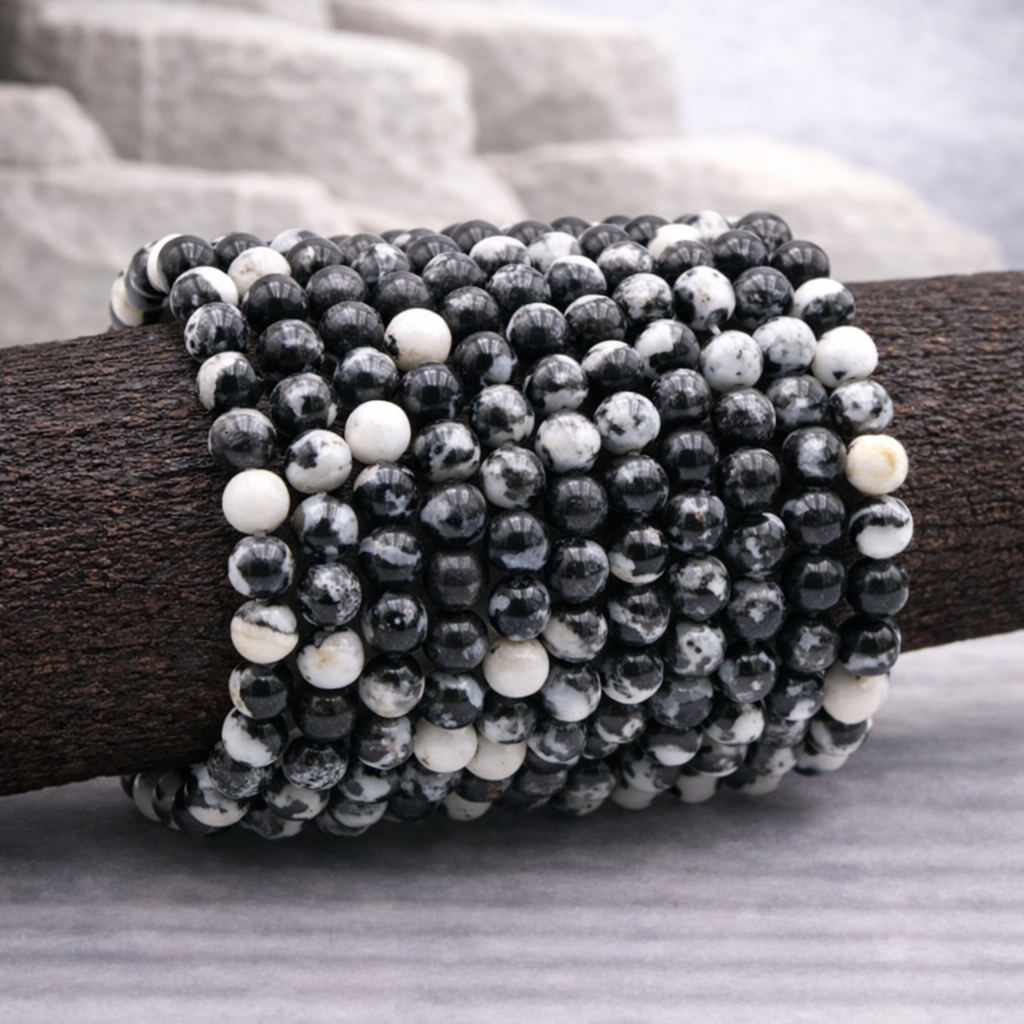 Bracelet perle en Jaspe zèbre, qualité AB, pierre d'équilibre et de motivation.
