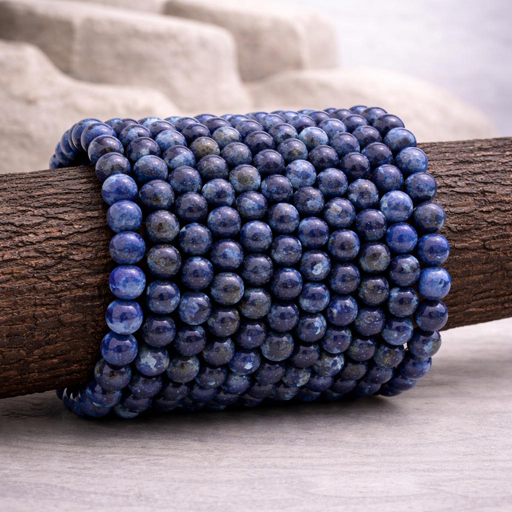 Bracelet perle en Lapis Lazuli, qualité A, pierre de la sagesse et de l'expression.