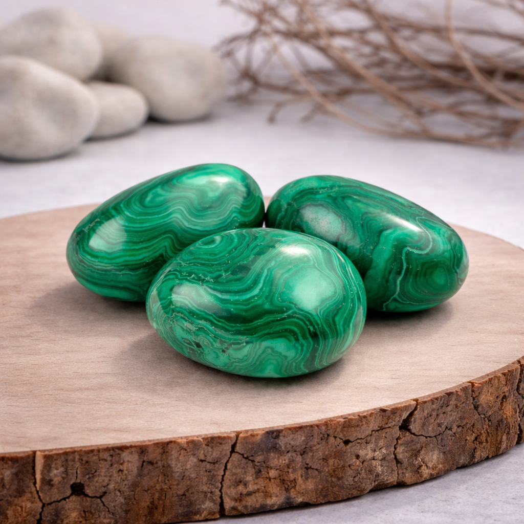 Pierre roulée de malachite, 18g, entre 2 et 3 cm, qualité A, pierre de transformation et de protection.