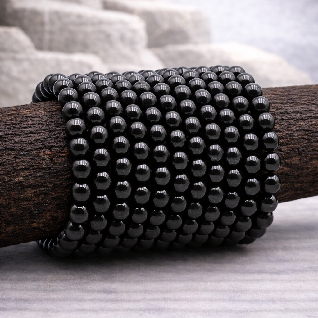 Bracelet perle en Tourmaline noire, qualité A, pierre de protection et d'ancrage.