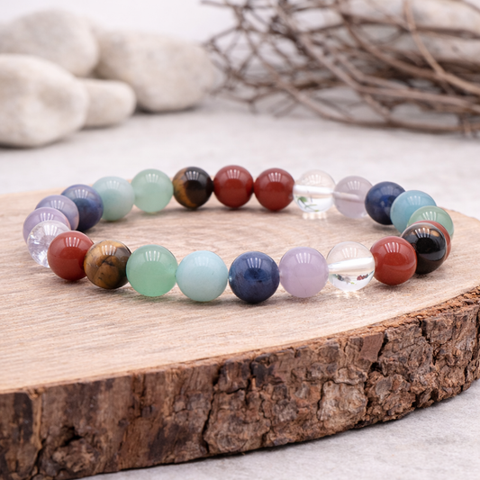 Bracelet perle des 7 chakras, qualité AB, bijou d'harmonisation et d'équilibre énergétique.