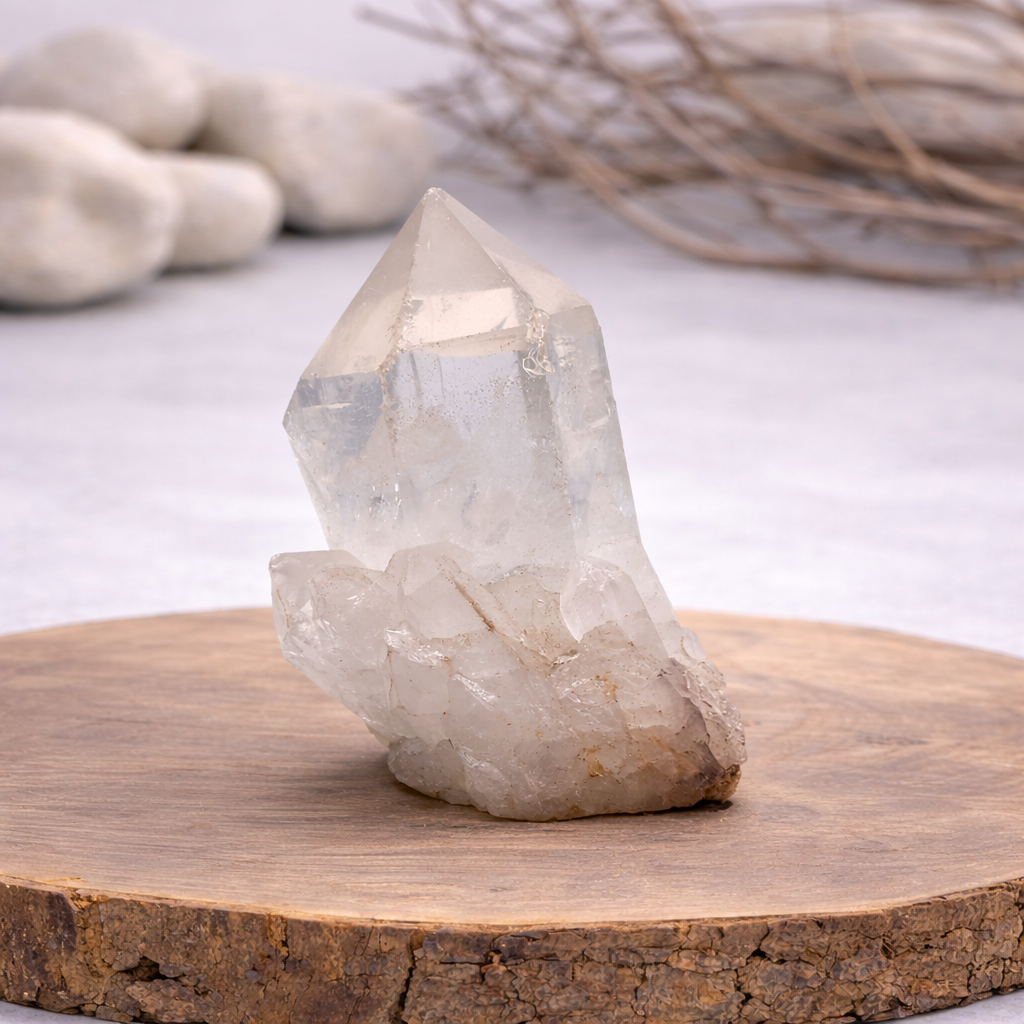 Druse de Cristal de roche 155g Référence : DRU04, qualité AA, pierre de clarté et d'amplification énergétique.