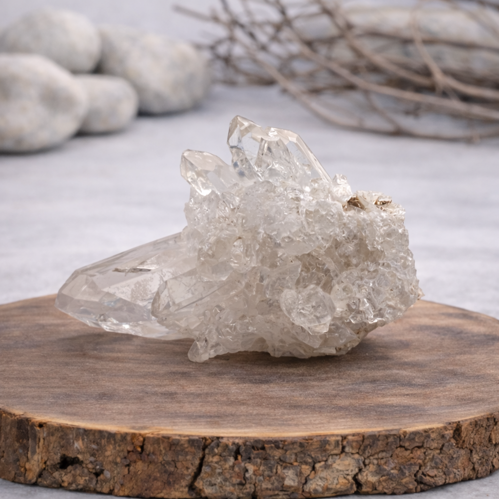Druse de Cristal de roche 242g Référence : DRU09, qualité AA, pierre de clarté et d'amplification énergétique.