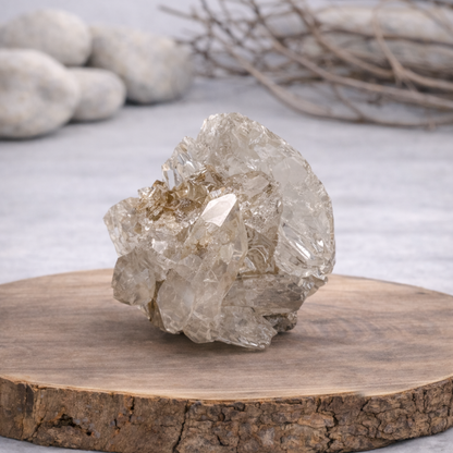 Druse de Cristal de roche 162g Référence : DRU01, qualité AA, pierre de clarté et d'amplification énergétique.