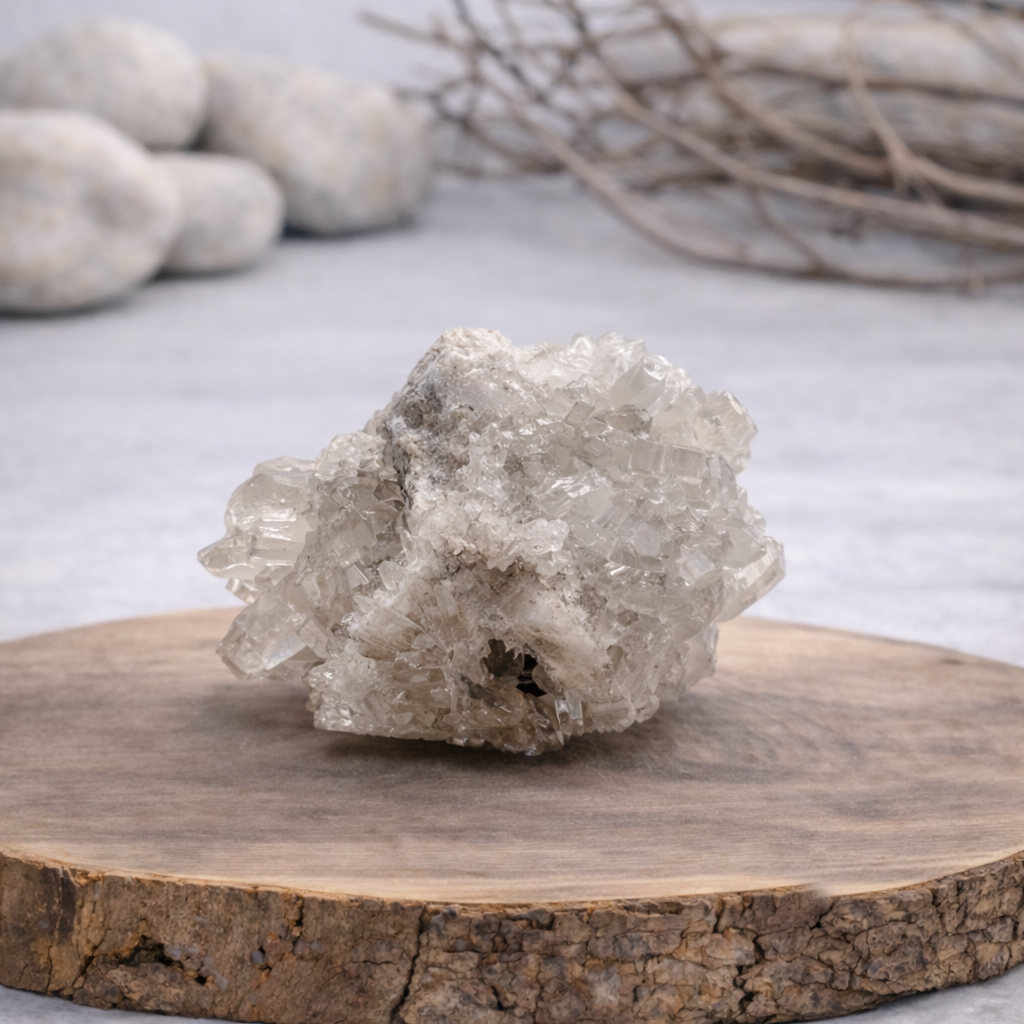 Druse de Cristal de roche 113g Référence : DRU02, qualité AA, pierre de clarté et d'amplification énergétique.