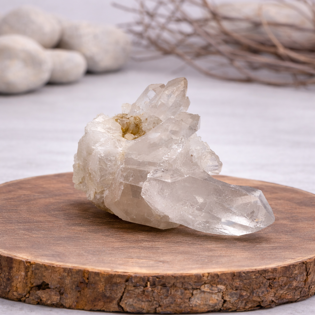 Druse de Cristal de roche 242g Référence : DRU09, qualité AA, pierre de clarté et d'amplification énergétique.