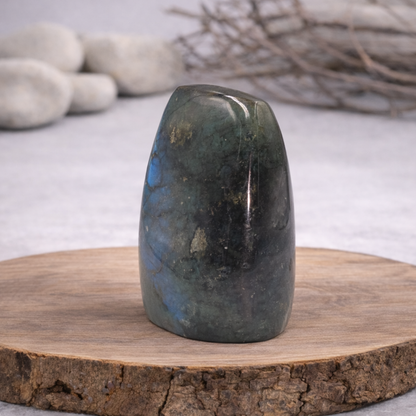 Forme libre Labradorite, référence LAB02 de 323g, qualité AA, pierre de protection et d'intuition.