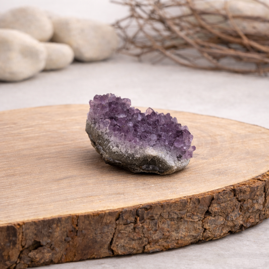Géode d'Améthyste d'Uruguay, qualité A, 75g, référence : AME07, pierre de sagesse et d'élévation spirituelle.