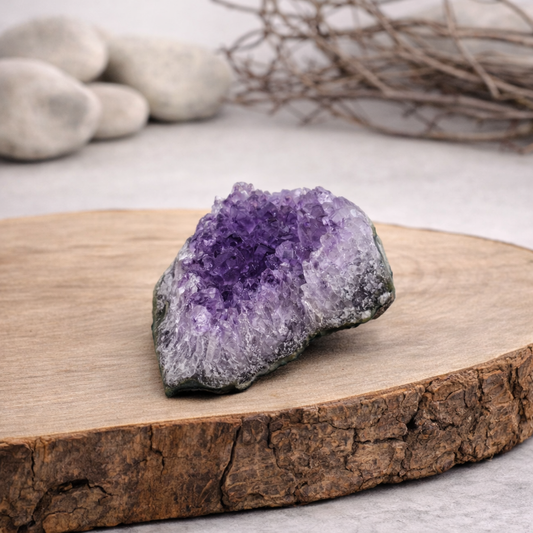 Géode d'Améthyste d'Uruguay, qualité A, 182g, référence : AME11, pierre de sagesse et d'élévation spirituelle.