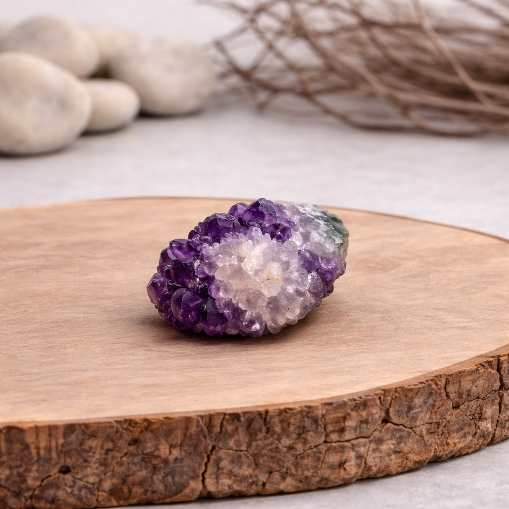Géode d'Améthyste d'Uruguay, qualité A, 81g, référence : AME15, pierre de sagesse et d'élévation spirituelle.
