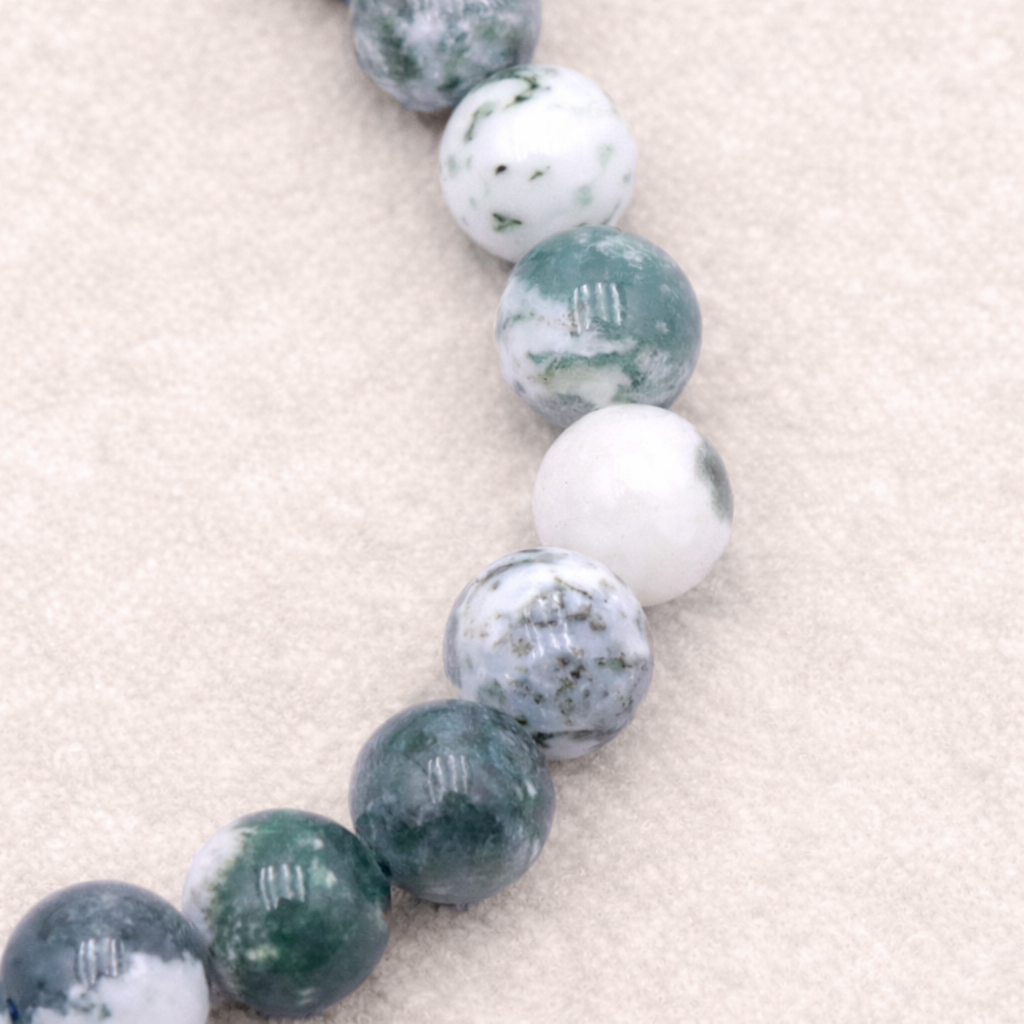 Bracelet perle en Agate arbre, qualité A, pierre d'enracinement