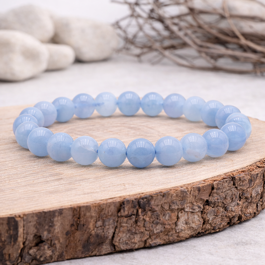 Bracelet perle en Aigue Marine, qualité A, pierre d'apaisement et de communication
