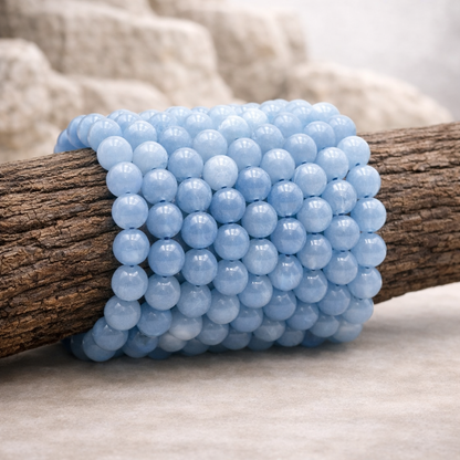 Bracelet perle en Aigue Marine, qualité A, pierre d'apaisement et de communication