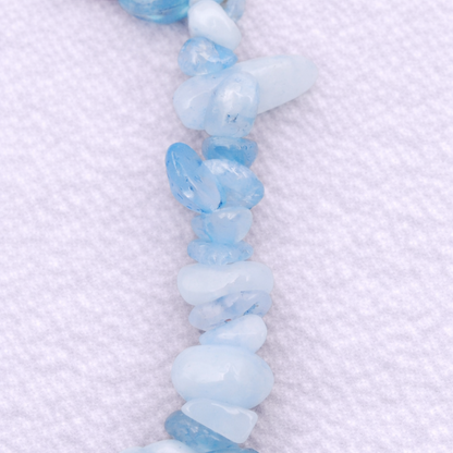 Bracelet baroque en Aigue marine, qualité AA, pierre de l'apaisement et de la communication.