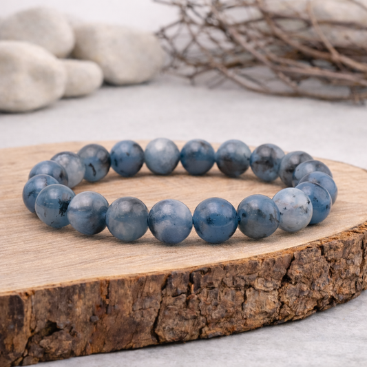Bracelet perle en Aigue marine de Bahia, qualité A, pierre de l'apaisement et de la communication.