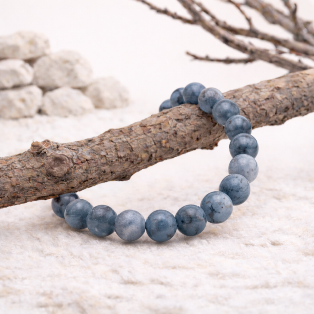 Bracelet perle en Aigue marine de Bahia, qualité A, pierre de l'apaisement et de la communication.