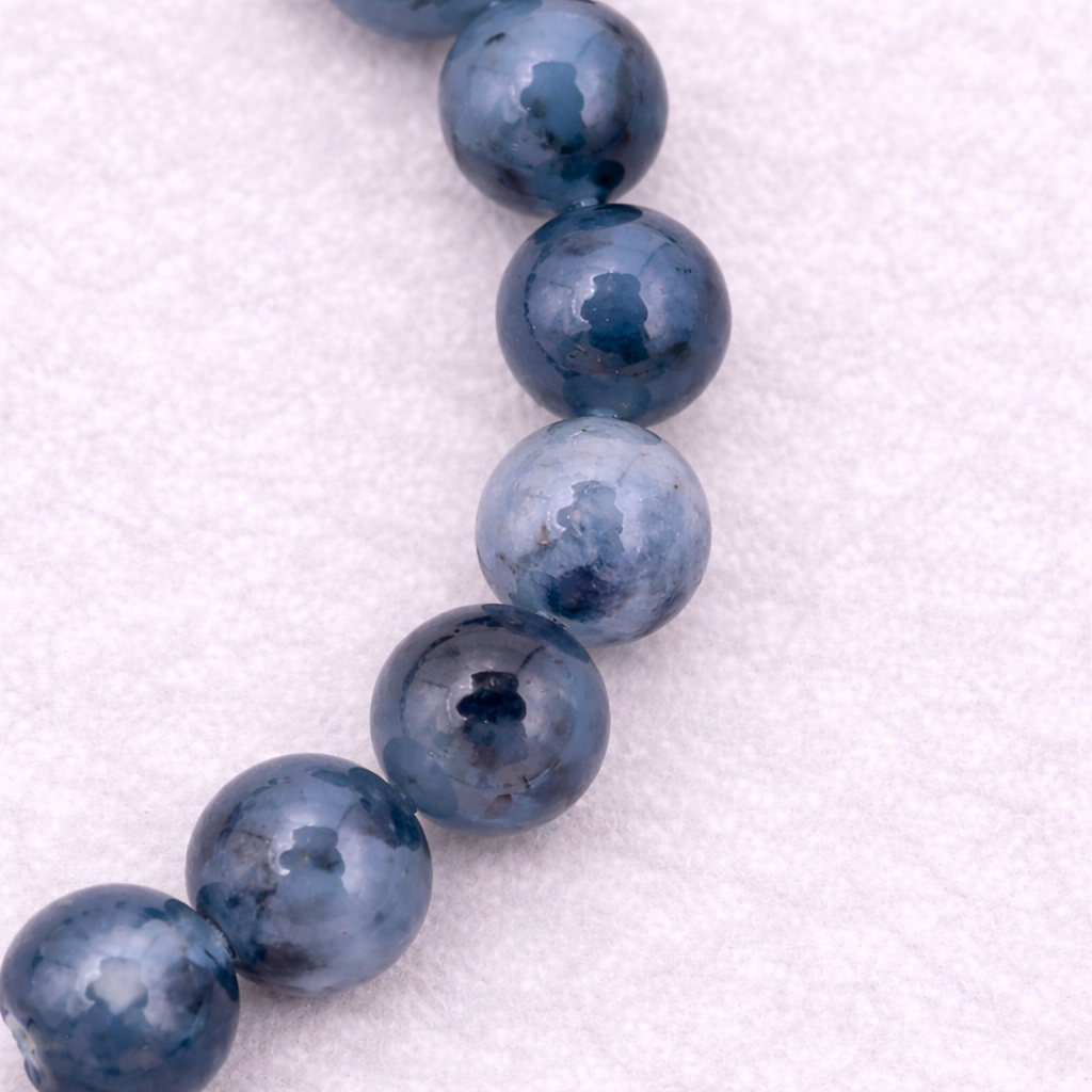 Bracelet perle en Aigue marine de Bahia, qualité A, pierre de l'apaisement et de la communication.