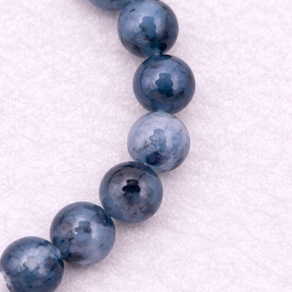 Bracelet perle en Aigue marine de Bahia, qualité A, pierre de l'apaisement et de la communication.