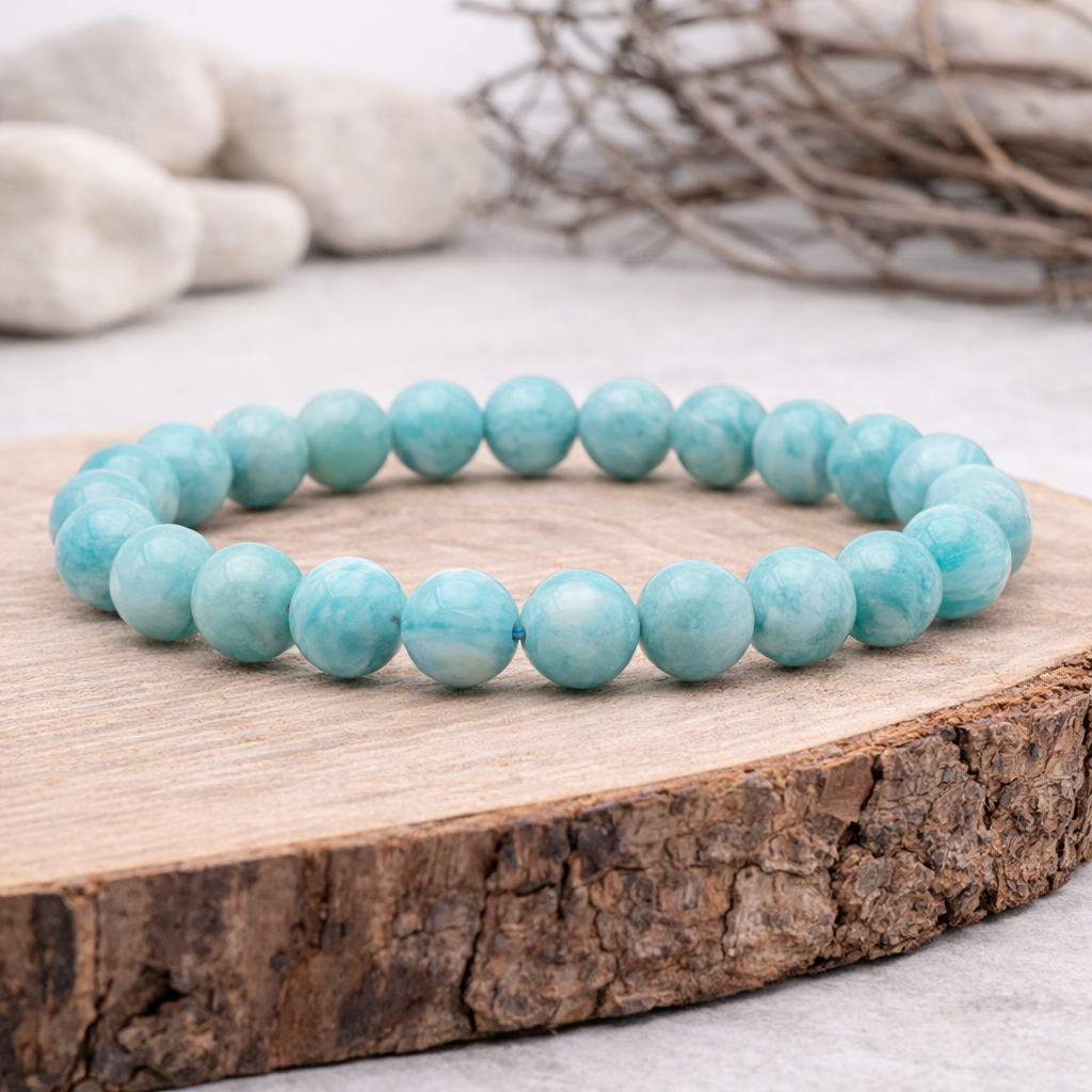 Bracelet perle en Amazonite, qualité A, pierre de la communication apaisée