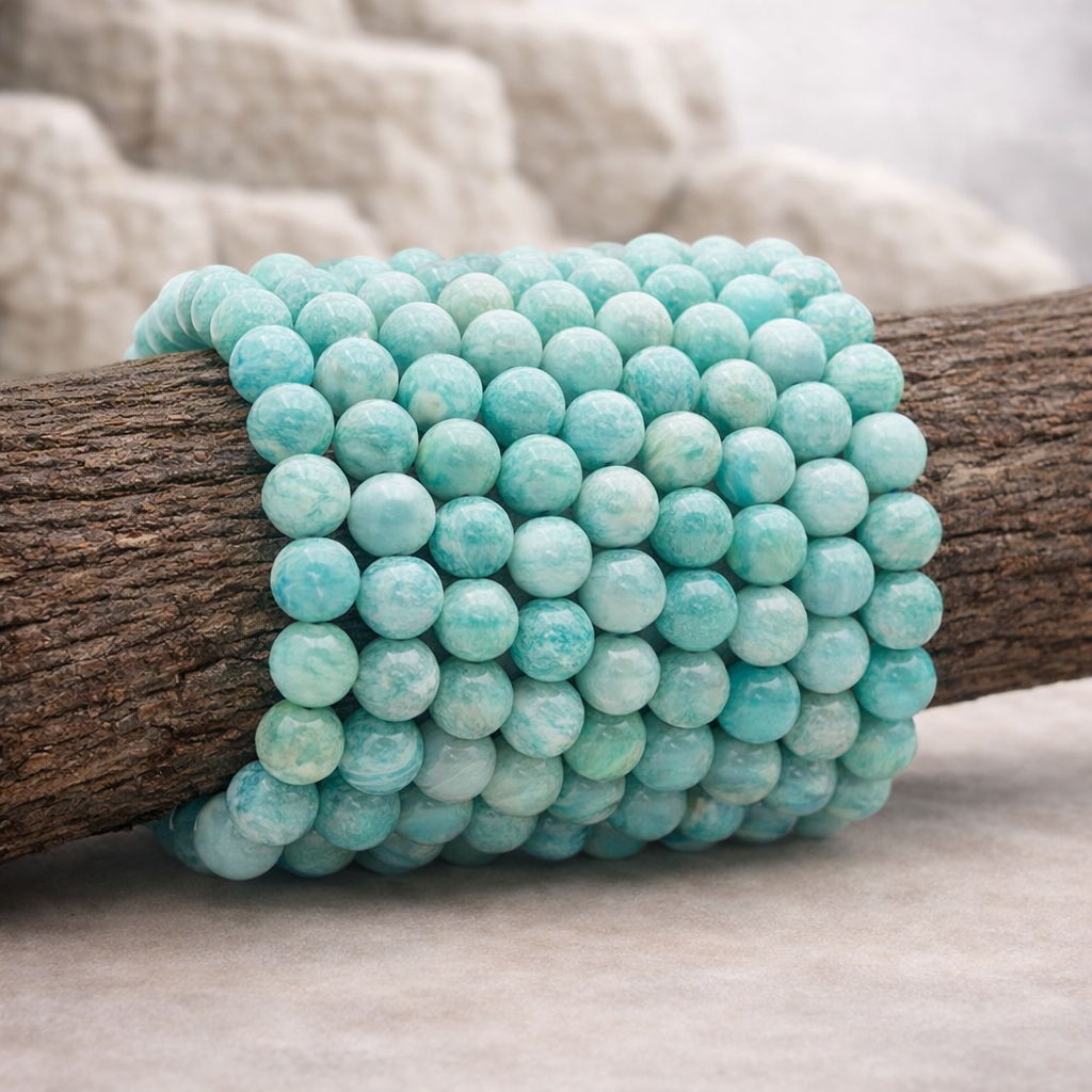 Bracelet perle en Amazonite, qualité A, pierre de la communication apaisée
