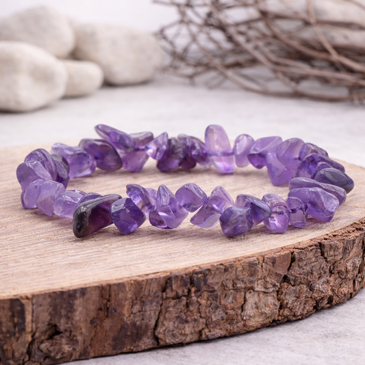 Bracelet baroque en Améthyste, qualité AA, pierre de la sagesse et de l'élévation spirituelle.