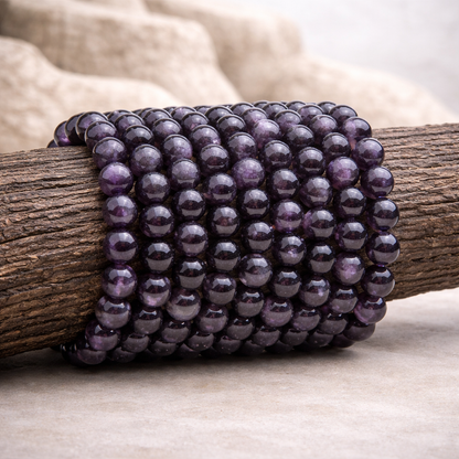 Bracelet perle en Améthyste d'Uruguay, qualité A+, pierre de la sagesse et de l'élévation spirituelle