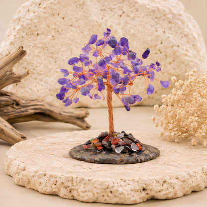 Petit arbre décoratif en pierres de améthyste