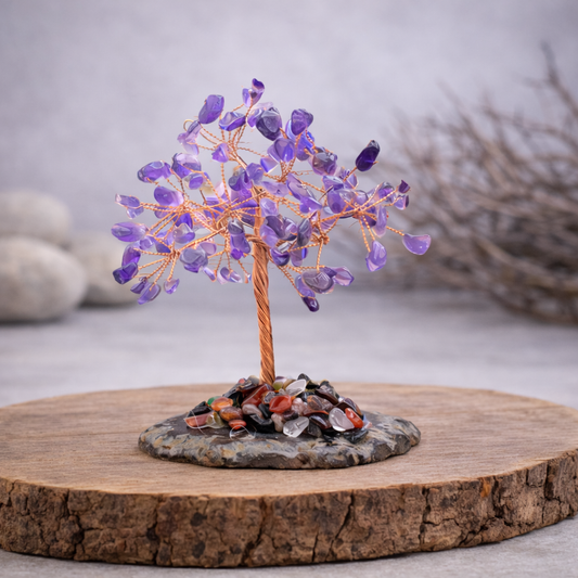 Arbre en pierres naturelles d'Améthyste de 9 à 12cm, qualité A.