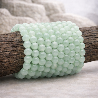 Bracelet perle d'Aventurine verte, qualité A, pierre de l'harmonie et de la chance.