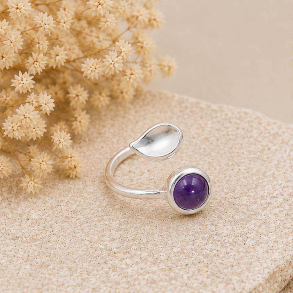 Bague Améthyste argent 925 avec pierre naturelle qualité AA