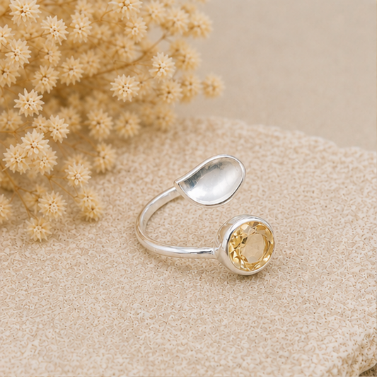 Bague Citrine en argent 925 réglable modèle 03