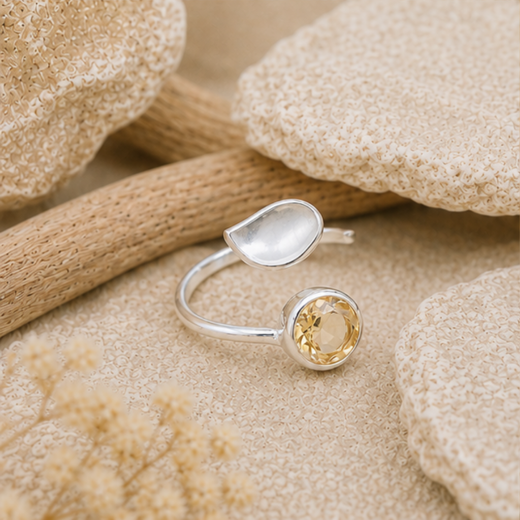 Bague Citrine argent 925 avec pierre qualité AAA de Madagascar