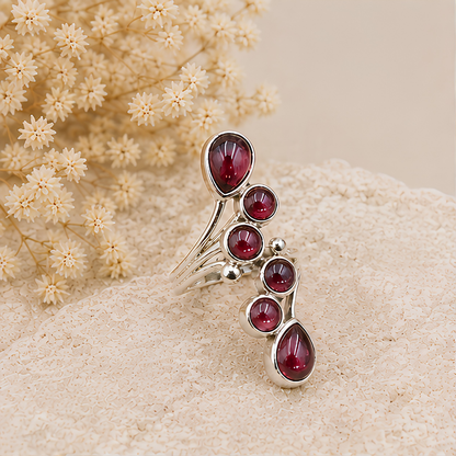 Bague Grenat rhodolite pierre naturelle en argent 925 réglable modèle 01