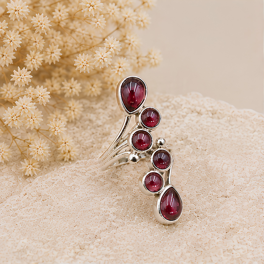 Bague Grenat rhodolite pierre naturelle en argent 925 réglable modèle 01