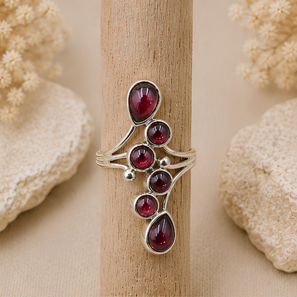 Bague pierre Grenat rhodolite naturelle sur monture en argent 925