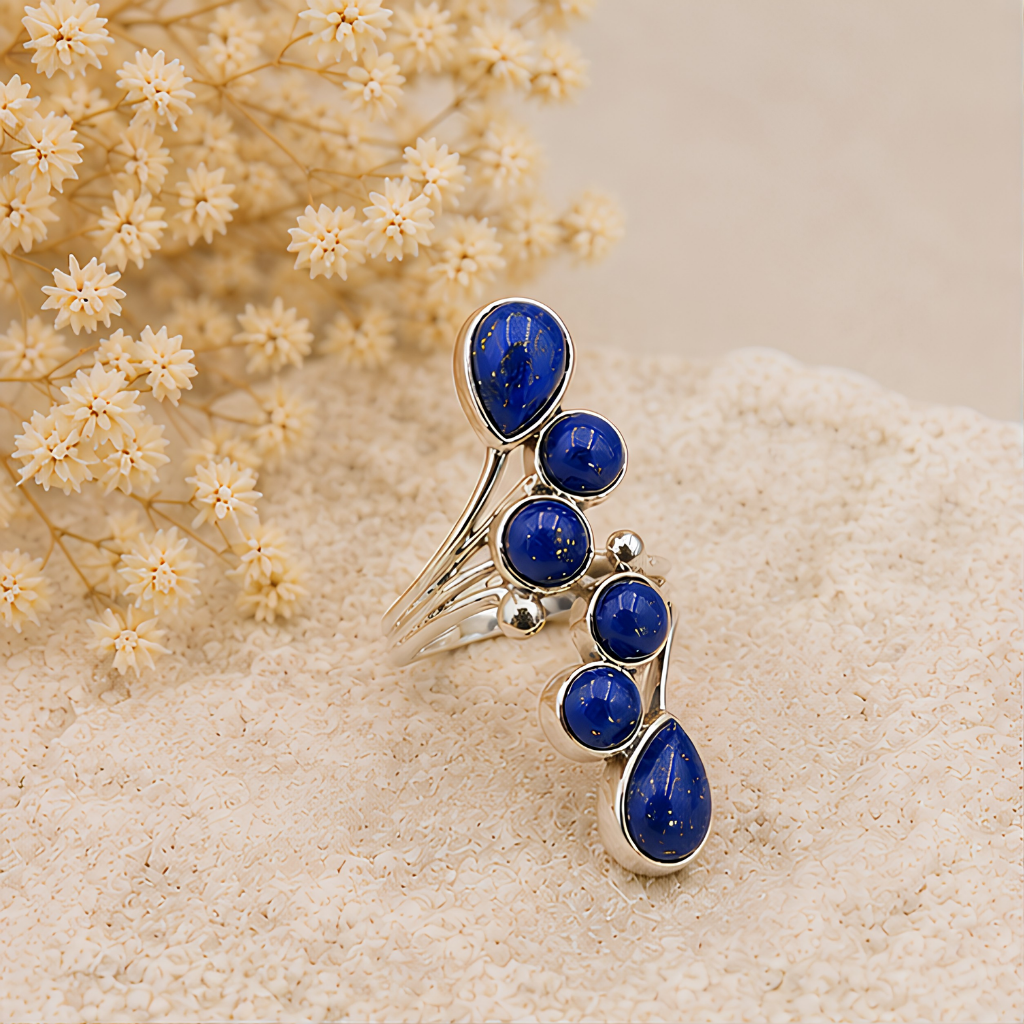 Bague Lapis-lazuli argent 925 avec pierre naturelle qualité AA