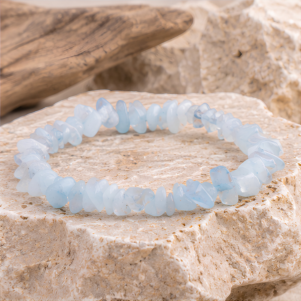 Bracelet baroque en aigue-marine naturelle
