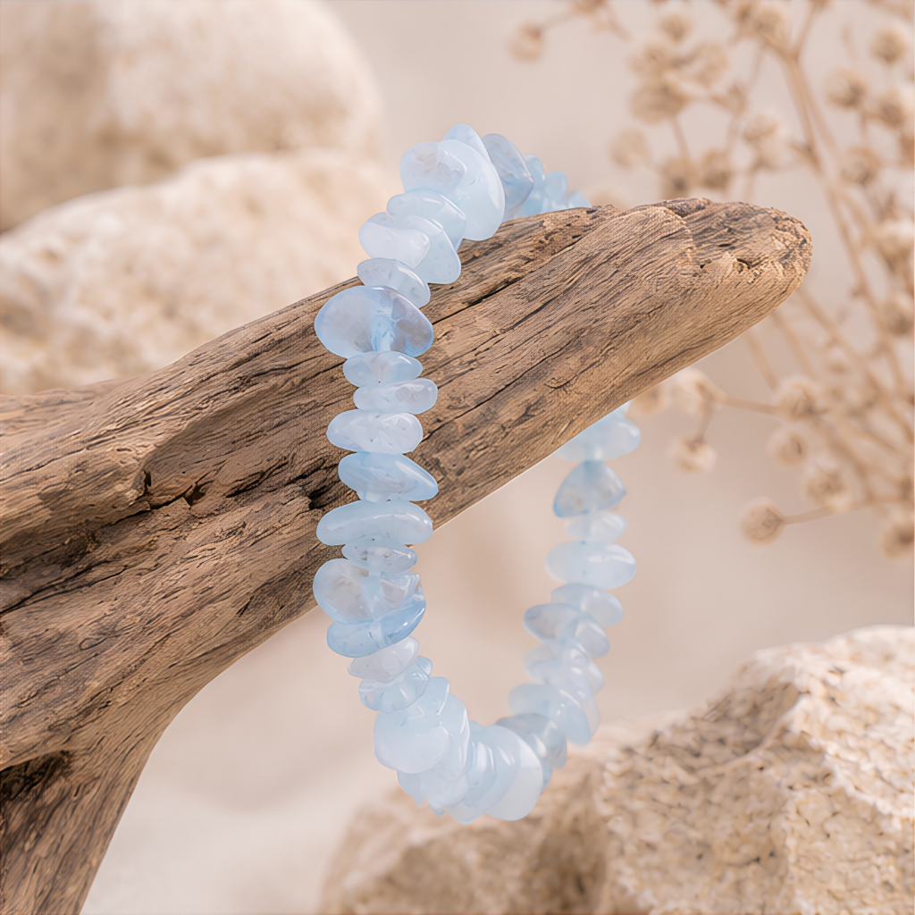 Bracelet baroque en aigue-marine naturelle, autre vue