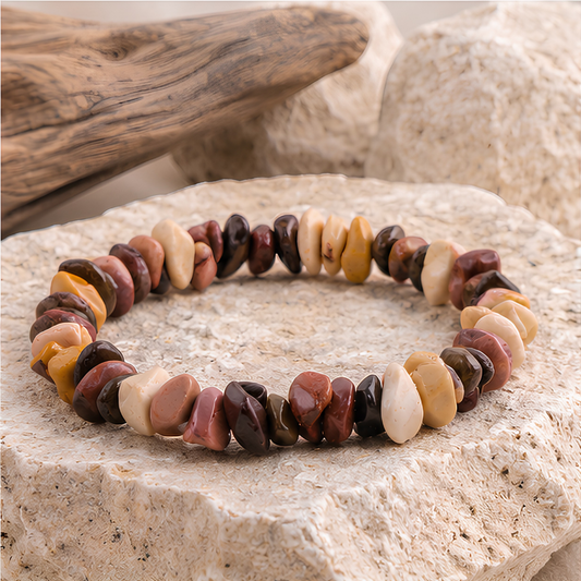 Bracelet baroque en jaspe mokaïte naturelle