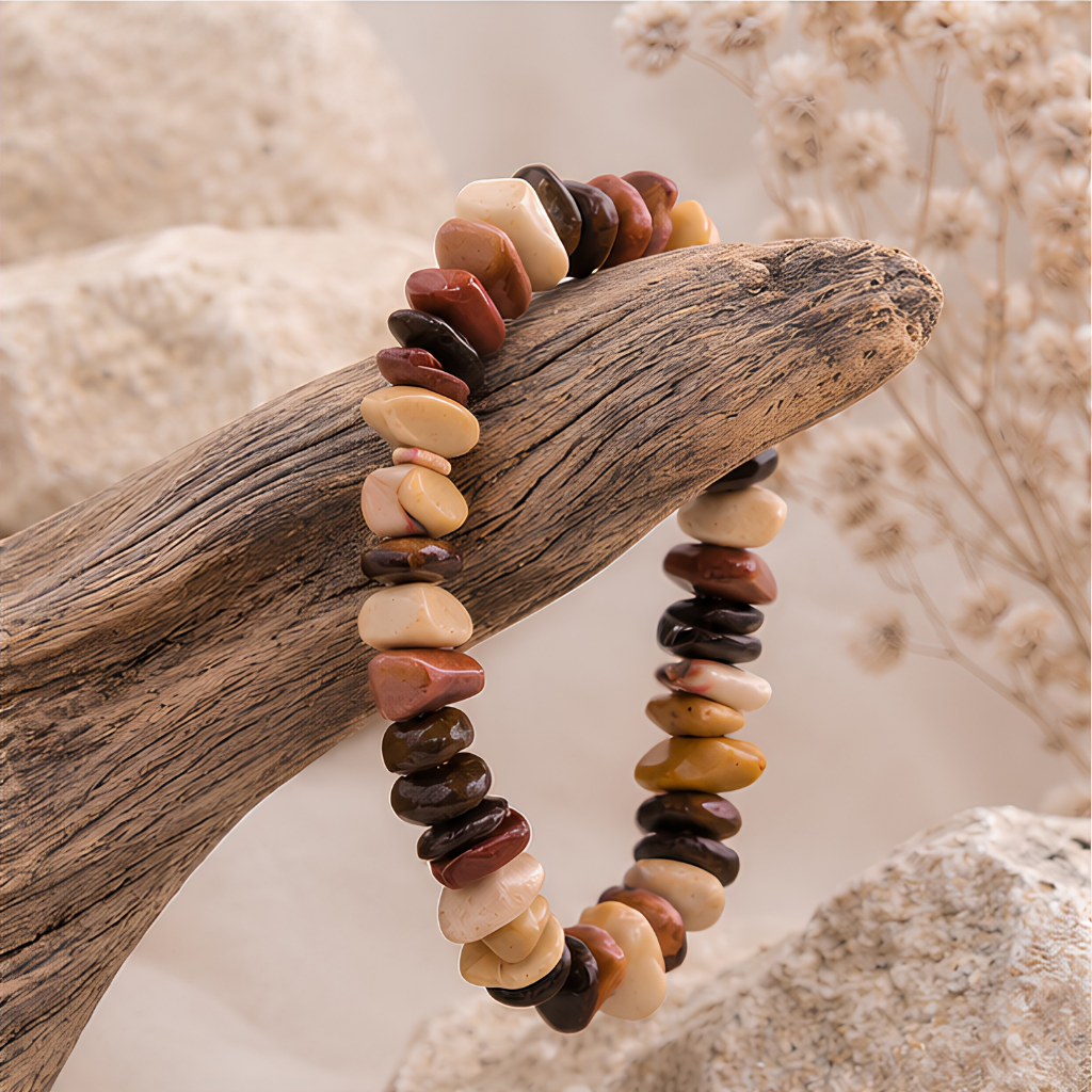 Bracelet baroque en jaspe mokaïte naturelle, autre vue