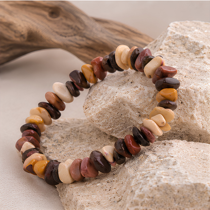 Bracelet baroque en jaspe mokaïte naturelle, présentation du produit